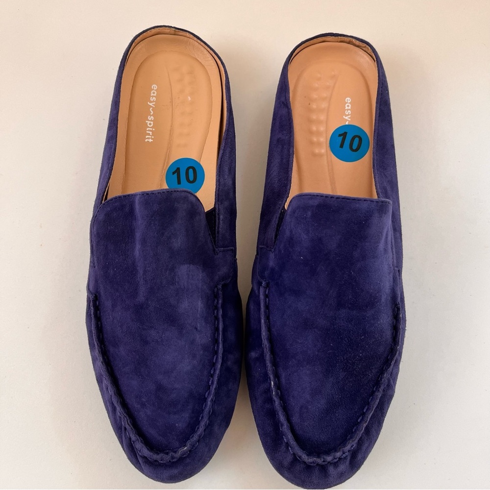 Easy Spirit Blue Suede mules, smoking slipper. Size 10 cerulean blue - Picture 4 of 5
